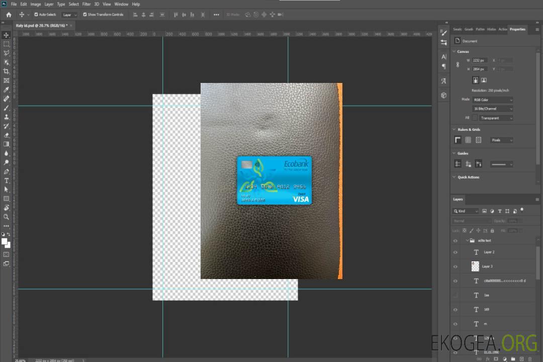 Photolook de la carte de débit visa de la banque Ecobank du Cameroun template Photolook de la carte de débit visa de la banque Ecobank du Cameroun template